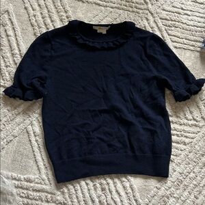 Boden wool Navy Ruffle Trim Sweater